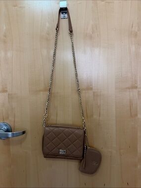 Steve Madden Quilted Tan Crossbody with Coin Pouch